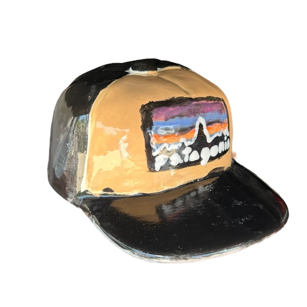 Custom Ceramic Handmade Trucker Hat Art Sculpture piggy bank Patagonia